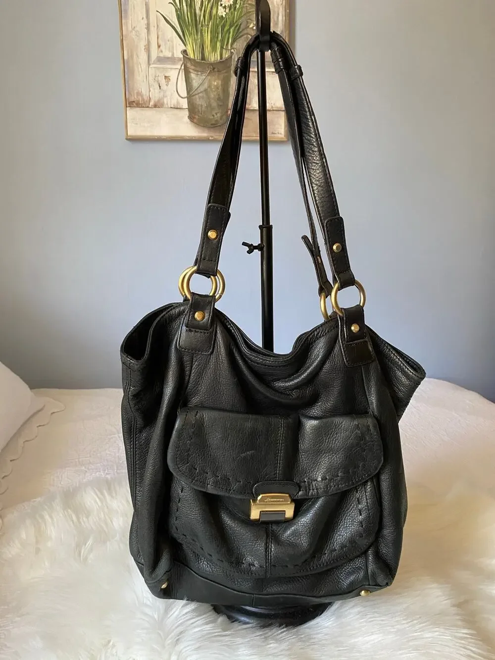 B Makowsky Leather Hobo Shoulder Bag Purse